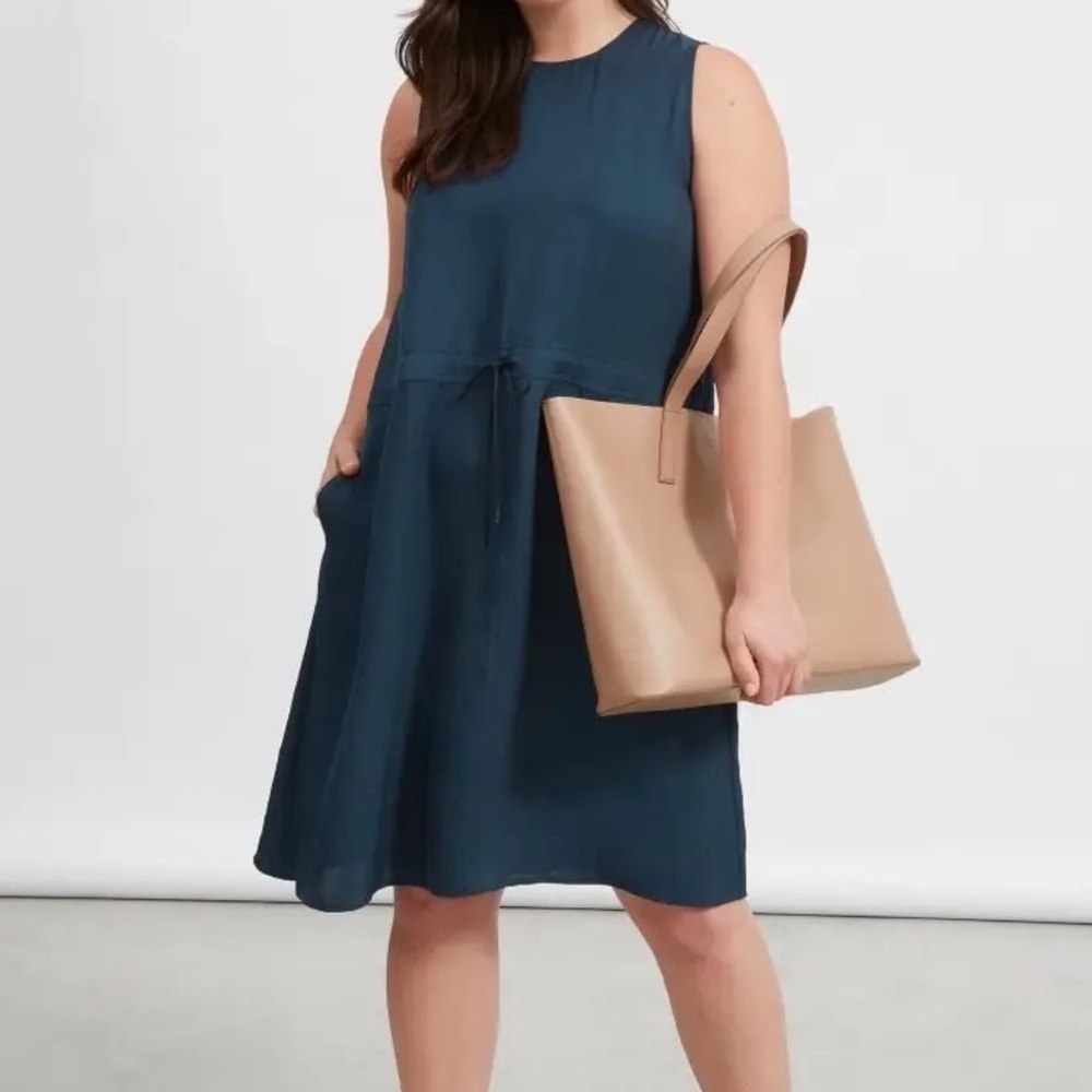 Everlane Navy Blue Drawstring Dress Size 2 Women’s Casual Work Fall Dress